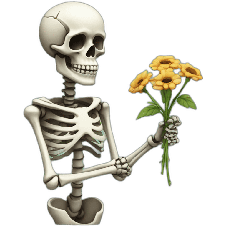 Skelton holding flower  emoji