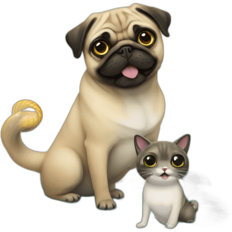 Pug and mermaid cat emoji