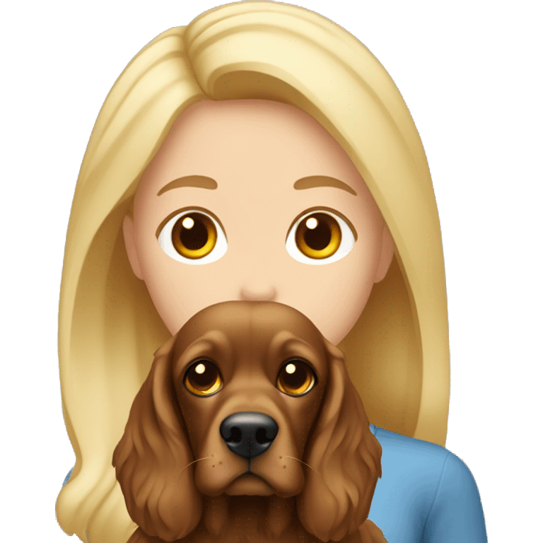 blonde girl with brown cocker spaniel emoji