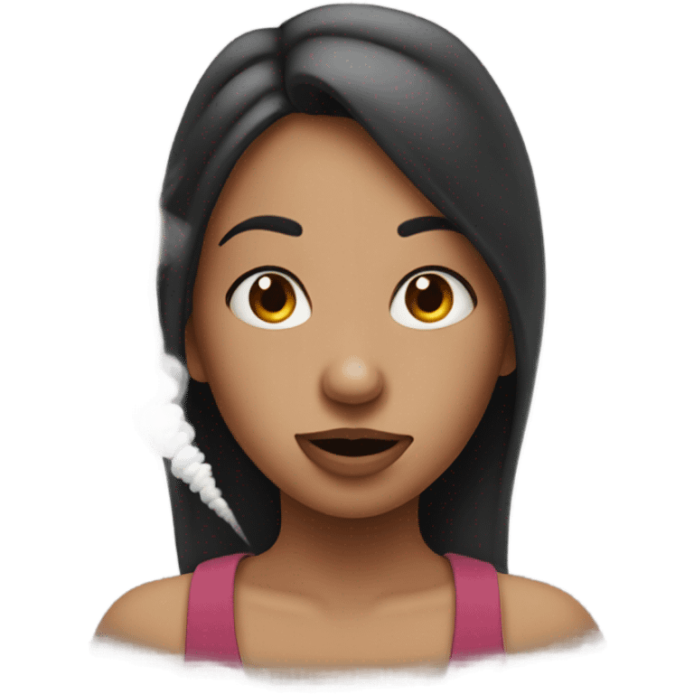 Girl blowing smoke with nose piercing emoji