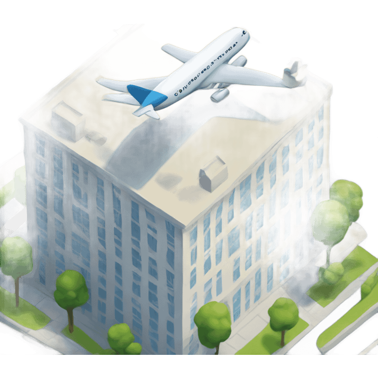 Plane flying toward building emoji