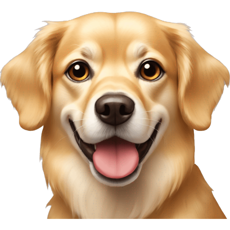 golden dog, something between chihuahua and golden retriever with piked ears and with red nose emoji