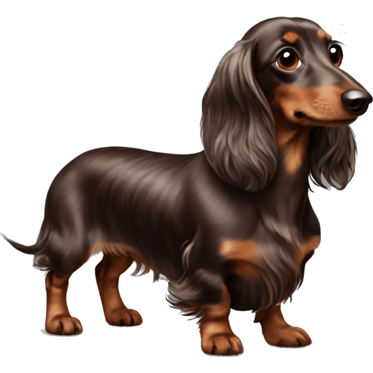 Chocolate dapple long haired dachshund spotted emoji