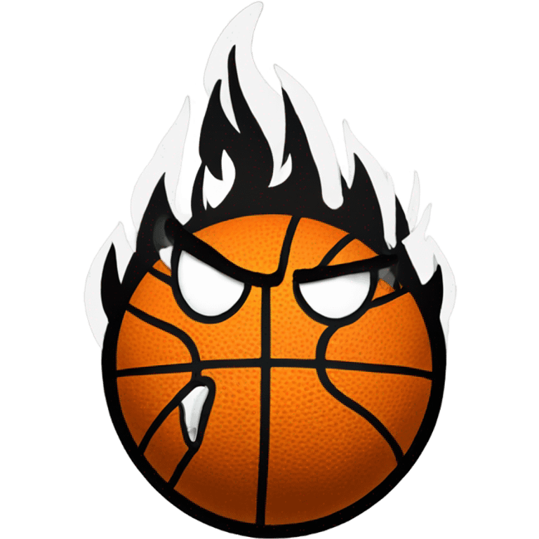 Basketball witb angry face on fire emoji