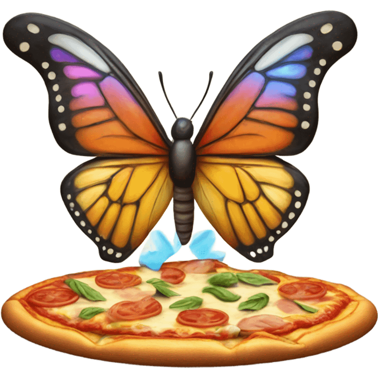 Butterfly eating pizza emoji