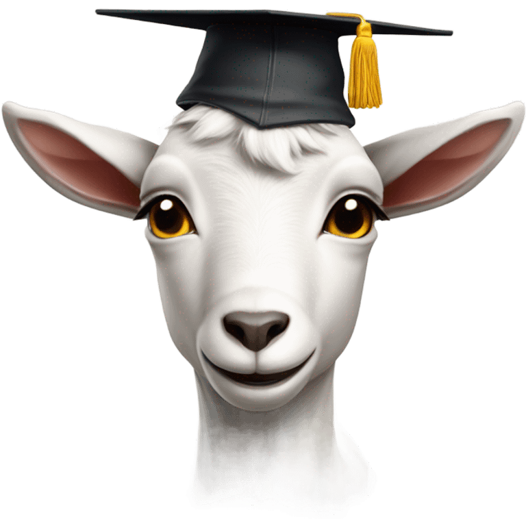 smirking goat wearing graduation hat emoji