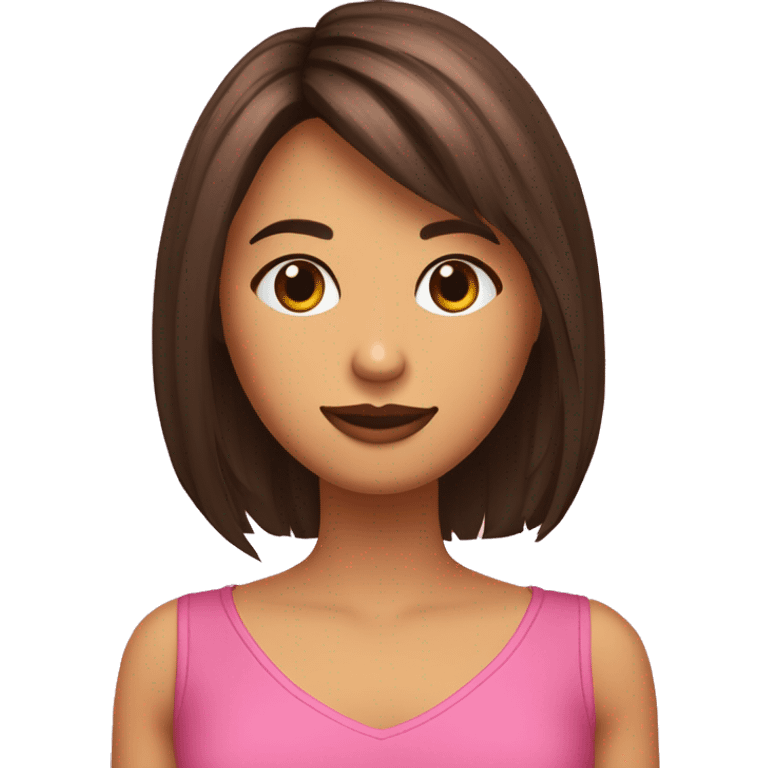 chica morena con flequillo le rechaza rosa a chico con pelo corto y castaño emoji