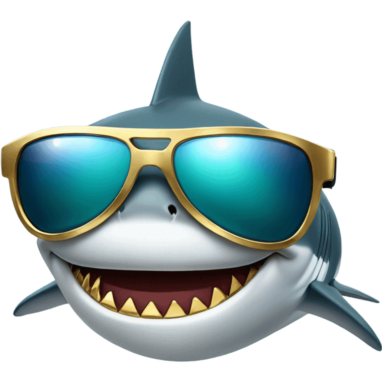 Shark with gold teeth and sunglasses  emoji