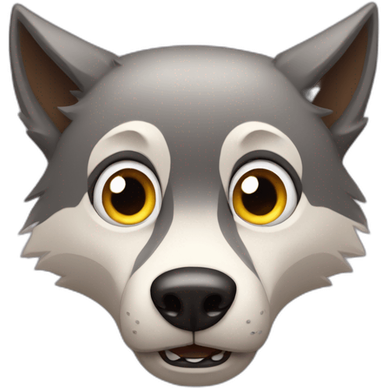 cartoon wolf with huge shocked eyes emoji