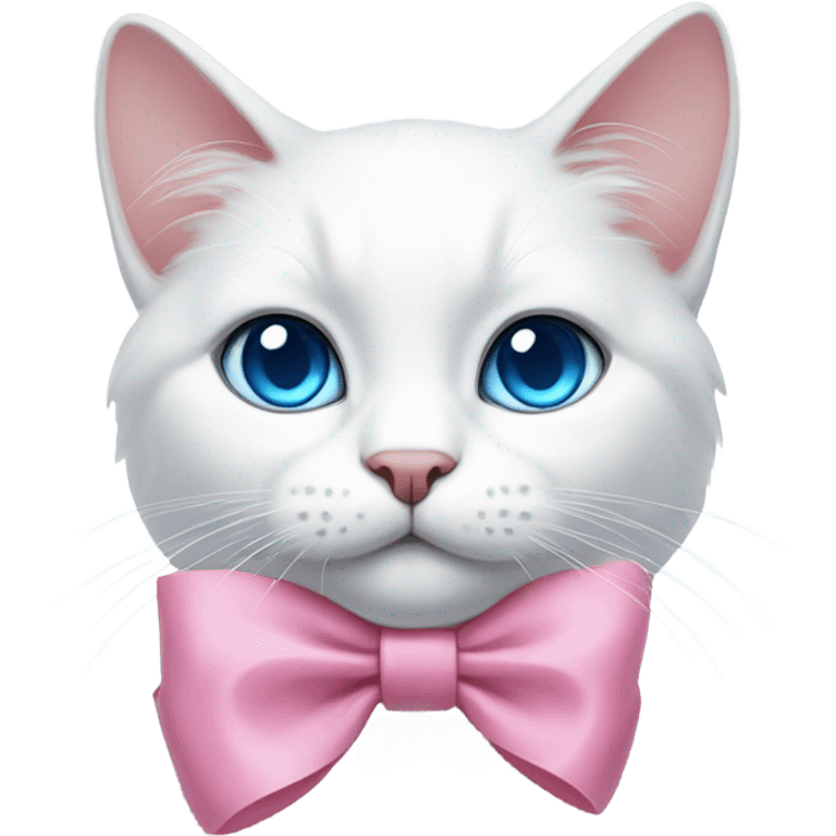 white cat with blue eyes and pink bow  emoji