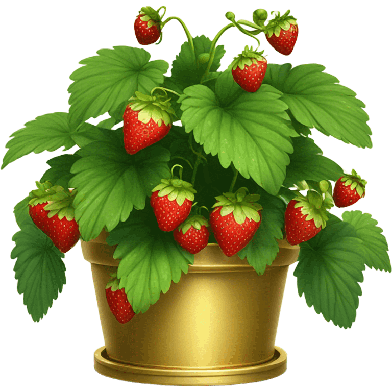 Strawberry plant in gold planter emoji