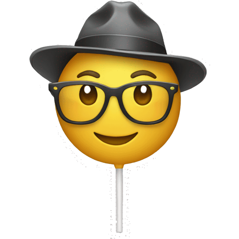 nerd emoji with propeller-hat holding a lollipop emoji