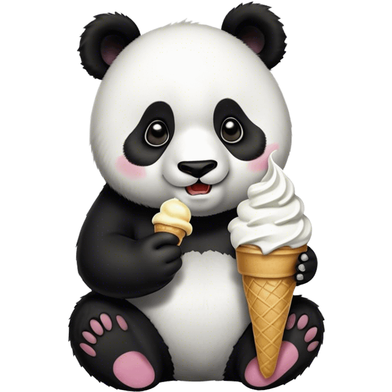 Panda eating ice cream emoji