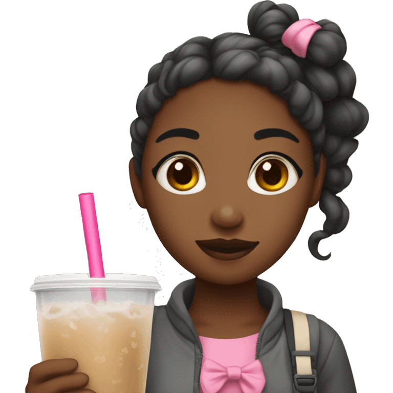 Girl with bow and boba tea emoji