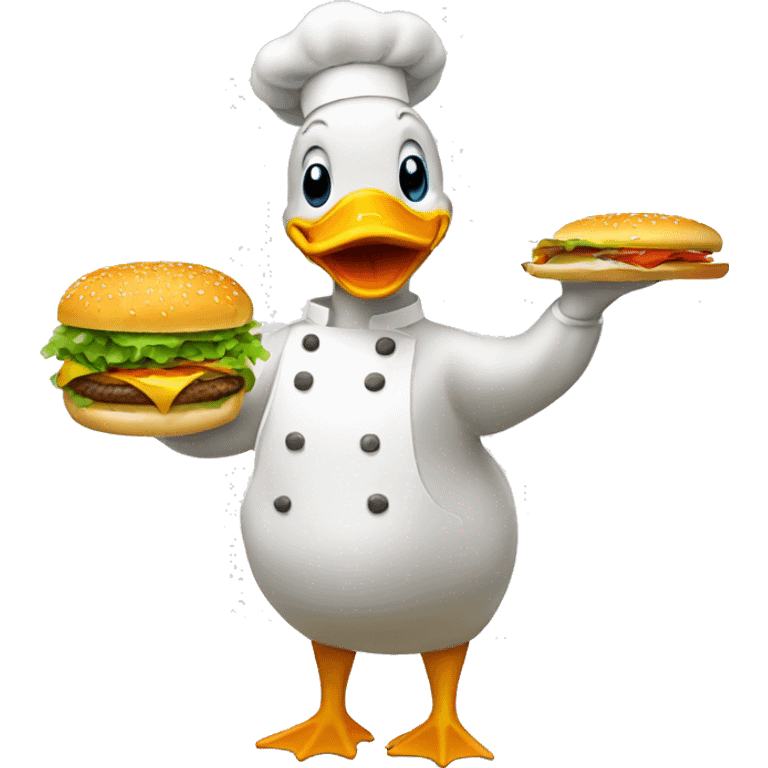 a duck cooking hamburger emoji