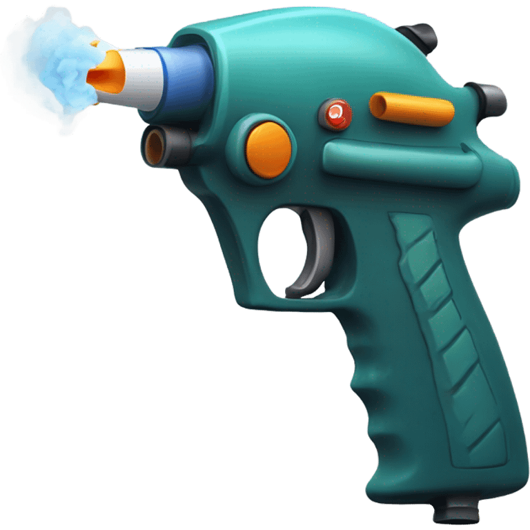 A squirt gun, with a cigarette sticking out the end of the barrel, with smoke rising  emoji