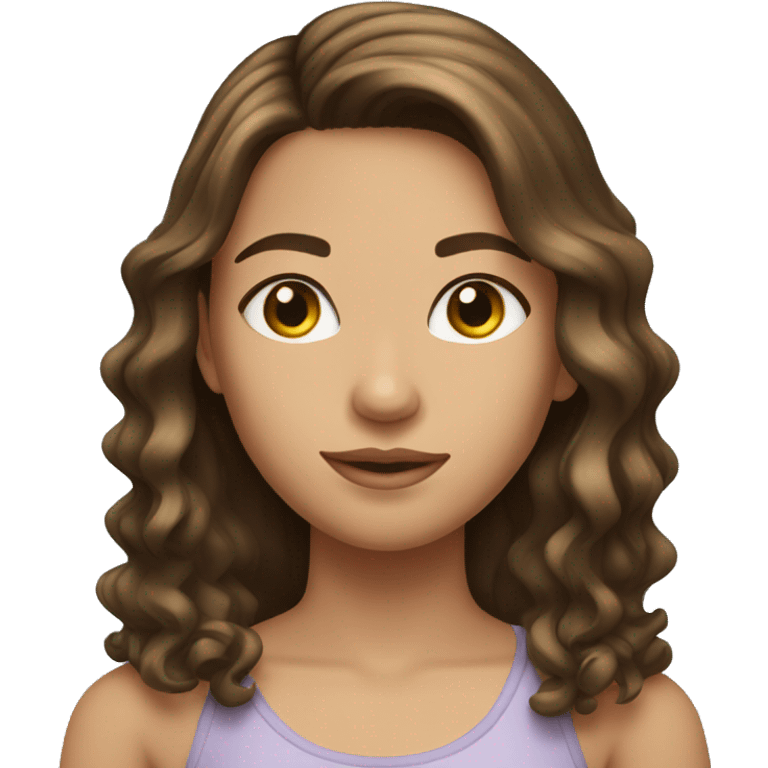 girl with brunette hair with highlights and mascara  emoji