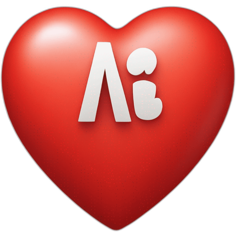 Red heart with letter A inside written in white emoji