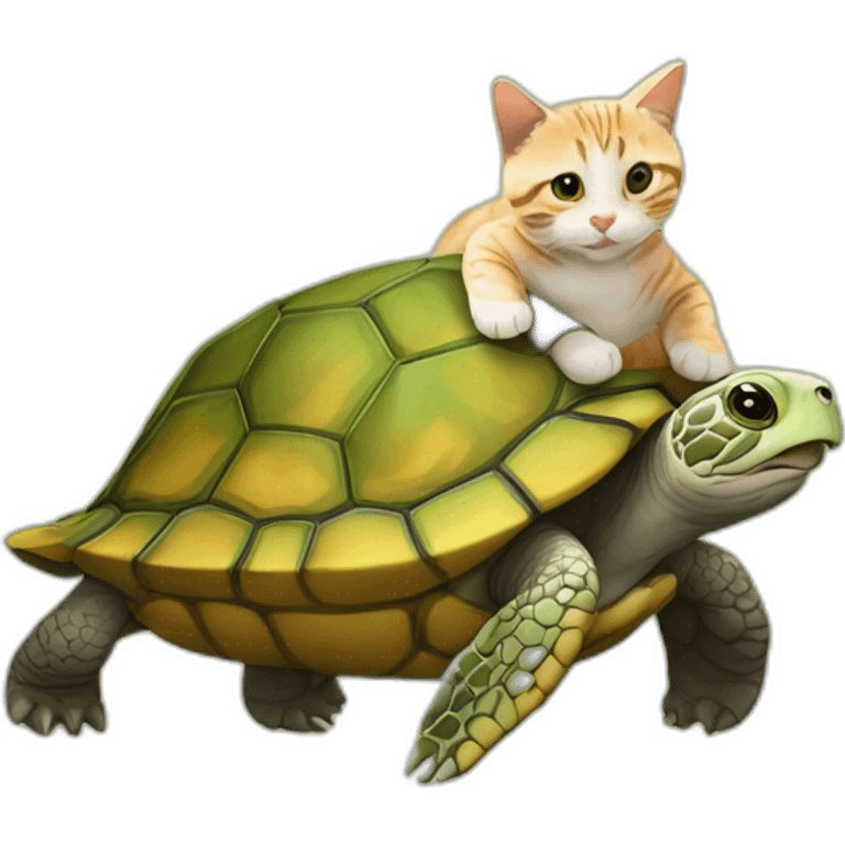 Tortue avec un chaton emoji