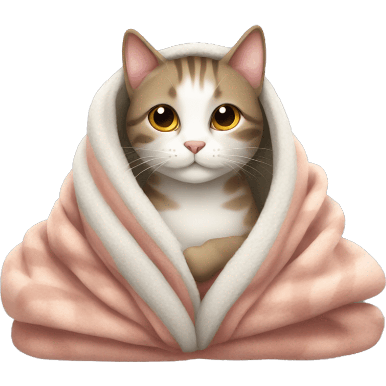 cozy cat in blanket  emoji