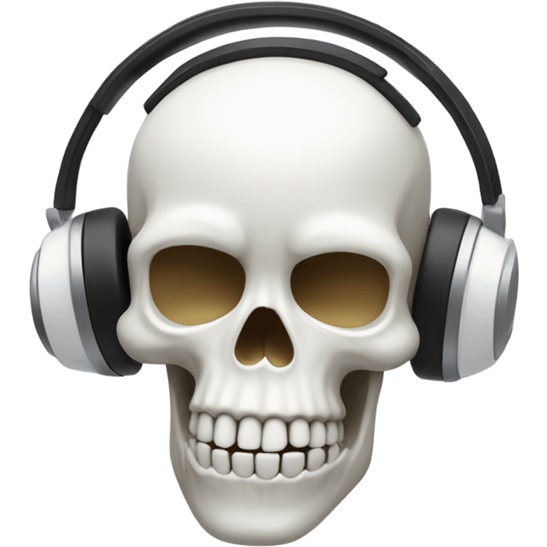 White base skull with white headphones on crying of laughter emoji