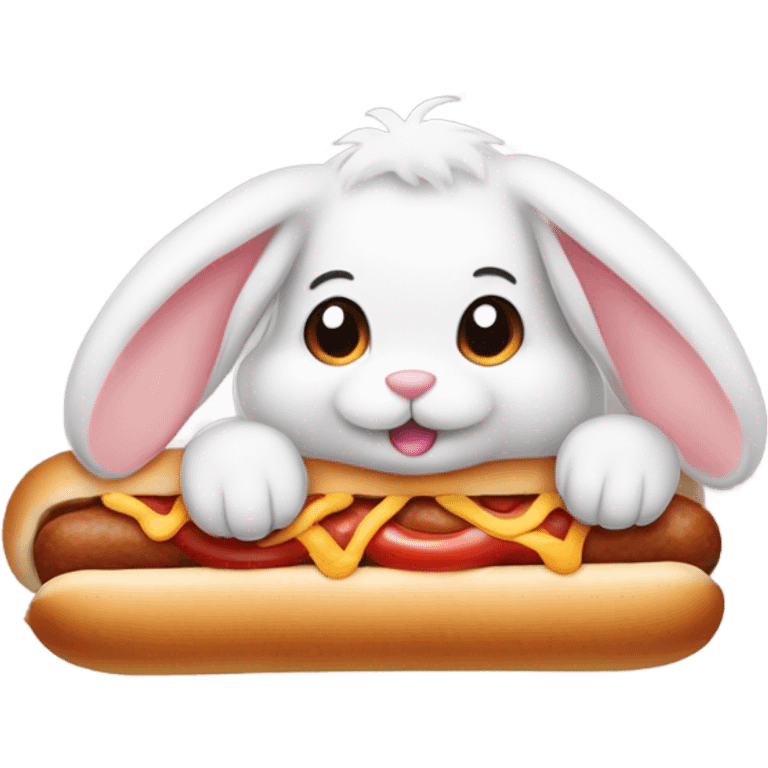 bunny eating hotdog emoji