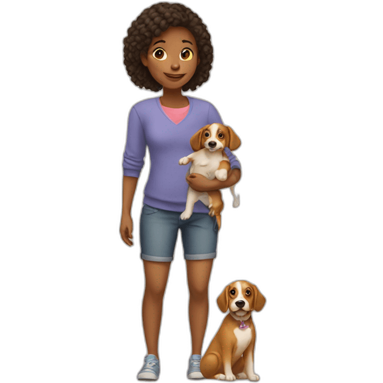 Girl-with-baby-and-dog emoji