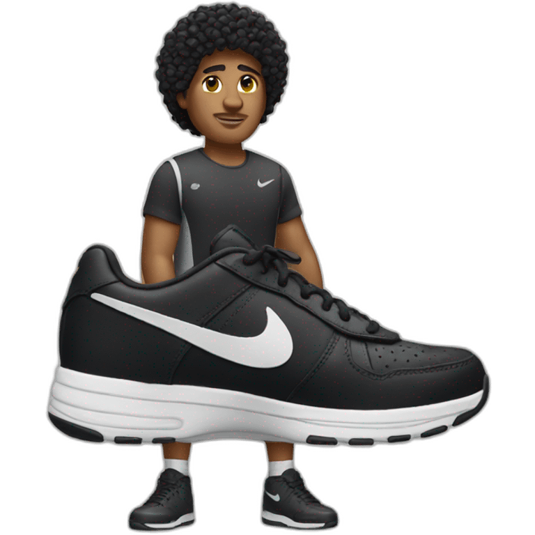 black curly hair man in shoes nike emoji