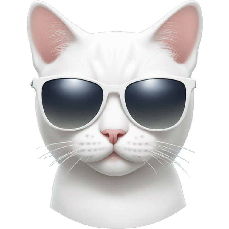 White British cat with sunglasses at the beach  emoji