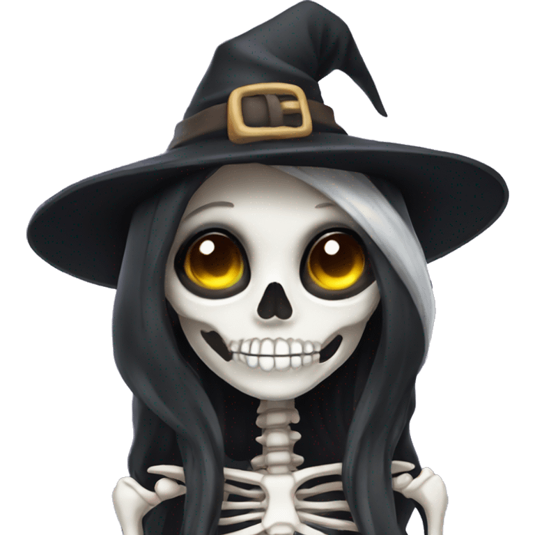 Cute skeleton women witch emoji