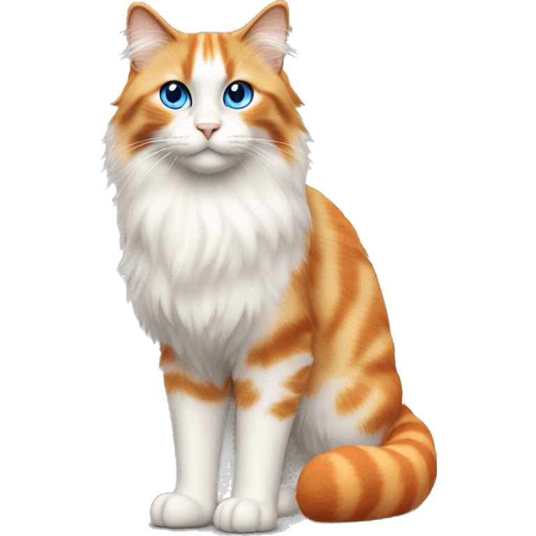 Ragdoll cat blue eyes orange face  orange ears, orange stripes, and orange tail full body standing emoji