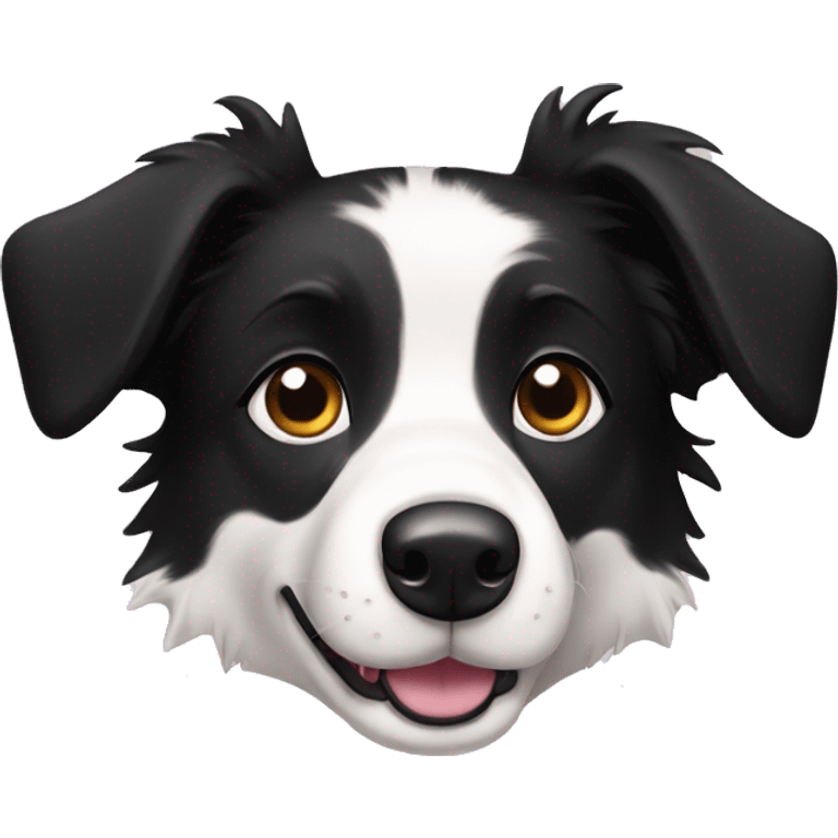 A cute Border Collie with black ears, only has black and white hair emoji