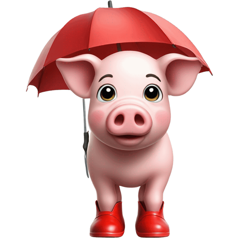 A pig in red rain boots wearing a kippah emoji