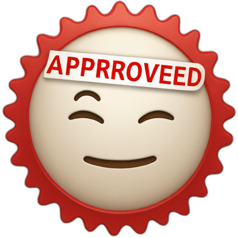 red stamp with word approved emoji