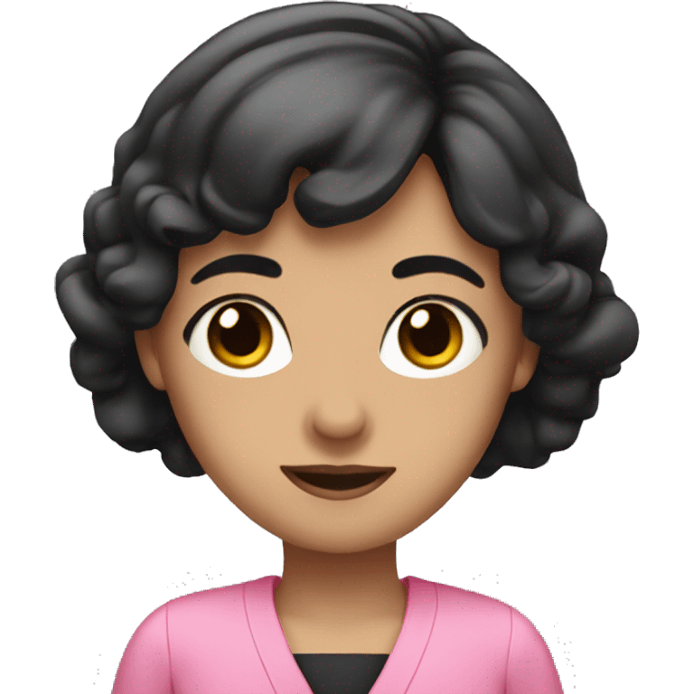 a teacher with black hair, dark eyes and pink dress emoji