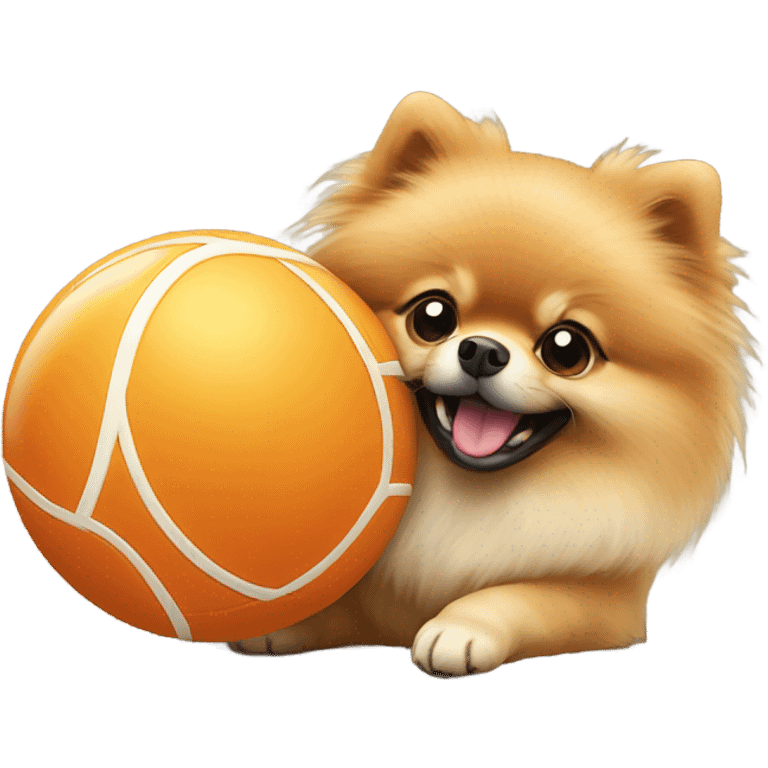 Pomeranian with ball emoji