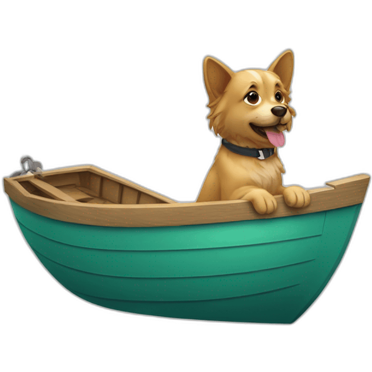 Chat sur un chien sur un bateau emoji