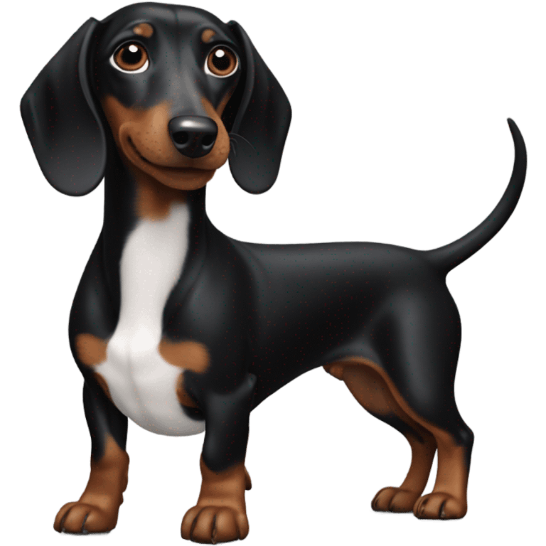 Black weiner dog with white chest emoji