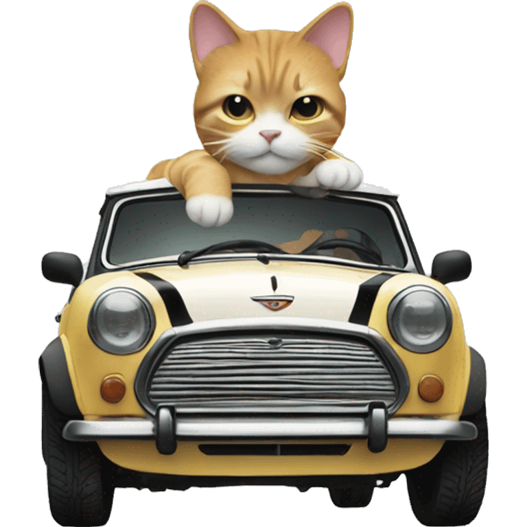 Cat driving Austin mini  emoji