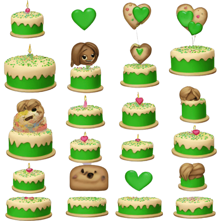 Brat green heart shaped birthday cake  emoji