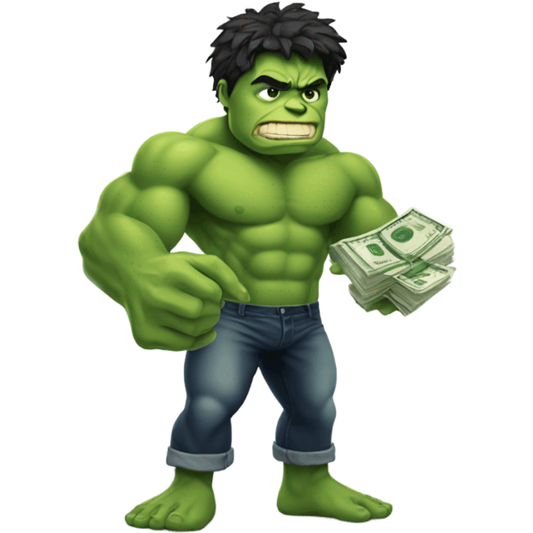 Smart hulk holding money  emoji