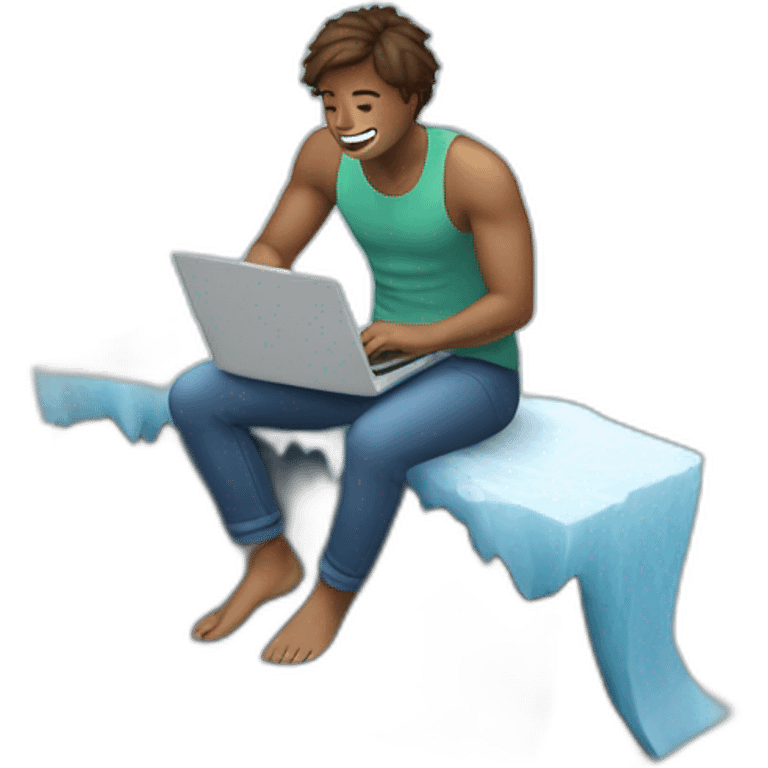 A person sitting on top of an iceberg as they are surfing the internet emoji