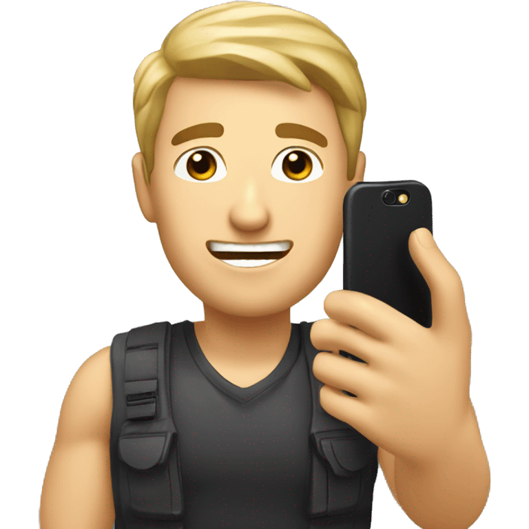 a caucasian taking a selfie with his phone emoji