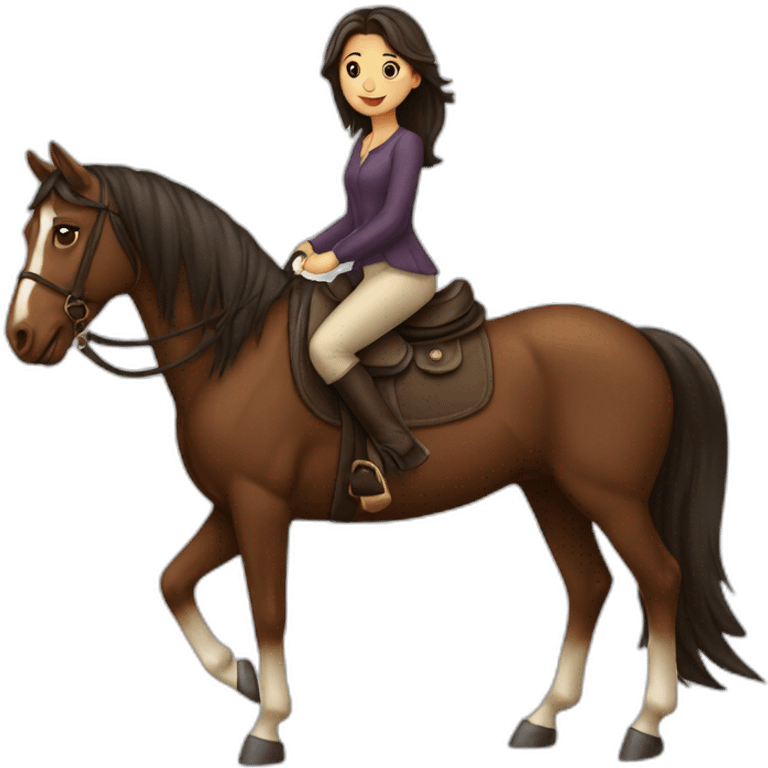 Fille brune sur un cheval emoji