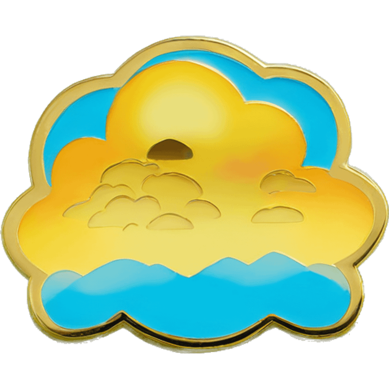 Colorful gold enamel pin sky blue background emoji