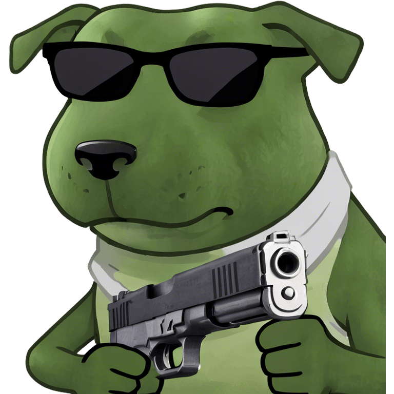 dog with sunglasses serious with a gun  emoji