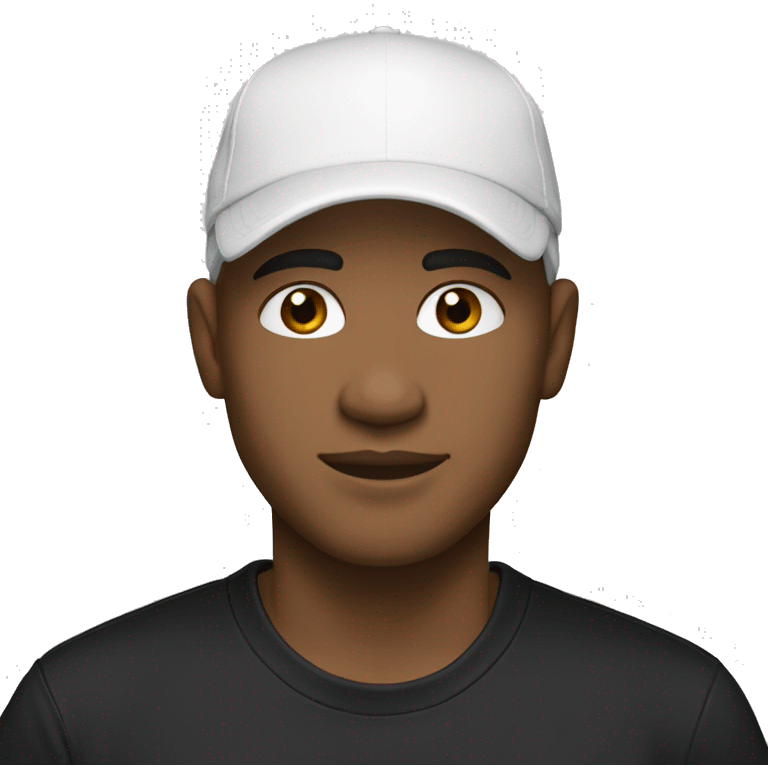 man, light skin tone, wearing white cap, side profile, wearing black t-shirt emoji