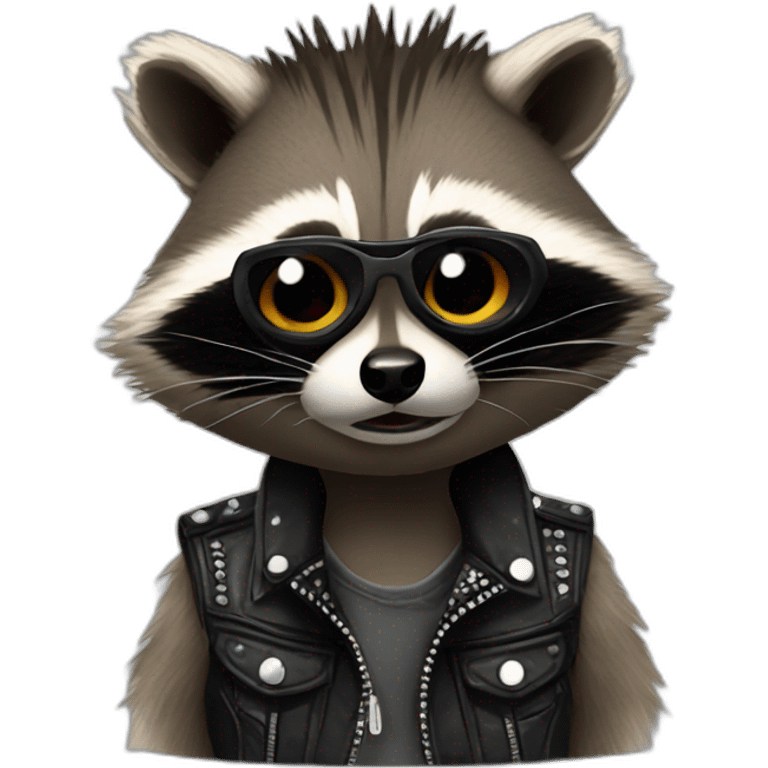 Punk rock style raccoon emoji