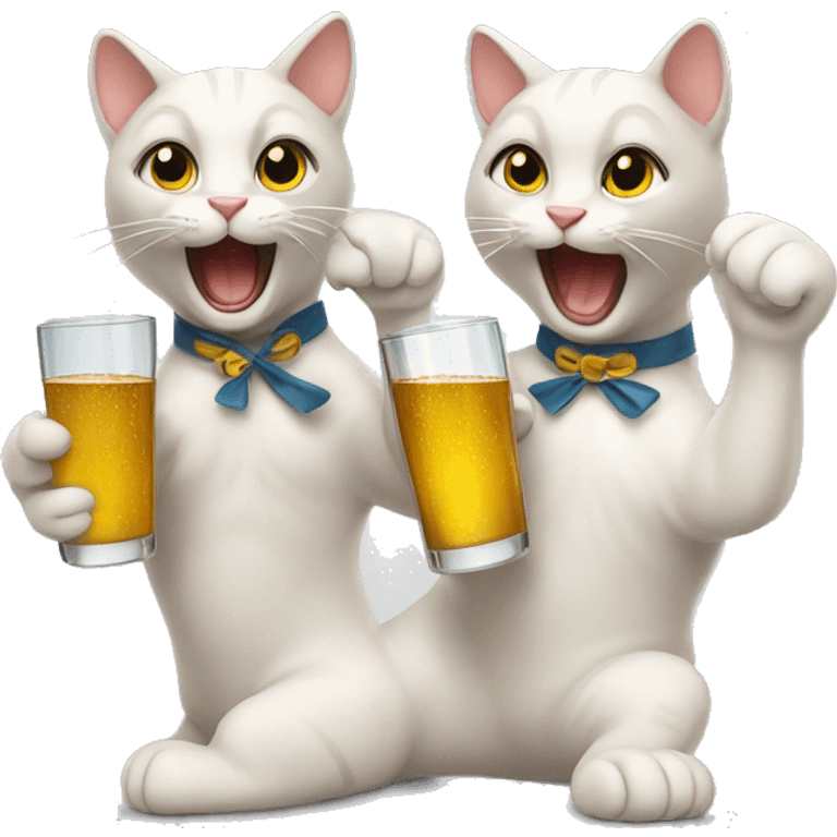 2 Cats cheer with a glass emoji