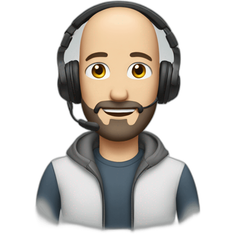 bald man with beard with headset emoji